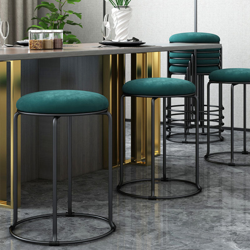 Glamourige Osmanische Samt tränenfeste Metallbeine Feste Farbe rund Ottomane