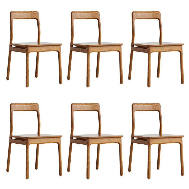 Indoor Solid Wood Dining Side Chair Brown Open Back Dining Side Chair 6 Piece Set Clearhalo 'Dining Chairs' 'Dining Tables & Seating' 'dining_chair' 'furn' 'furn_dining_chair' 'Furniture' 'Kitchen & Dining Furniture' 7341663
