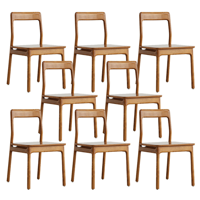 Indoor Solid Wood Dining Side Chair Brown Open Back Dining Side Chair 8 Piece Set Clearhalo 'Dining Chairs' 'Dining Tables & Seating' 'dining_chair' 'furn' 'furn_dining_chair' 'Furniture' 'Kitchen & Dining Furniture' 7341665