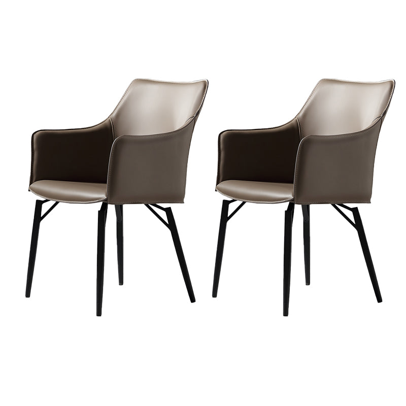 Binnen faux lederen eetkamerstoel metalen frame armstoel in grijs