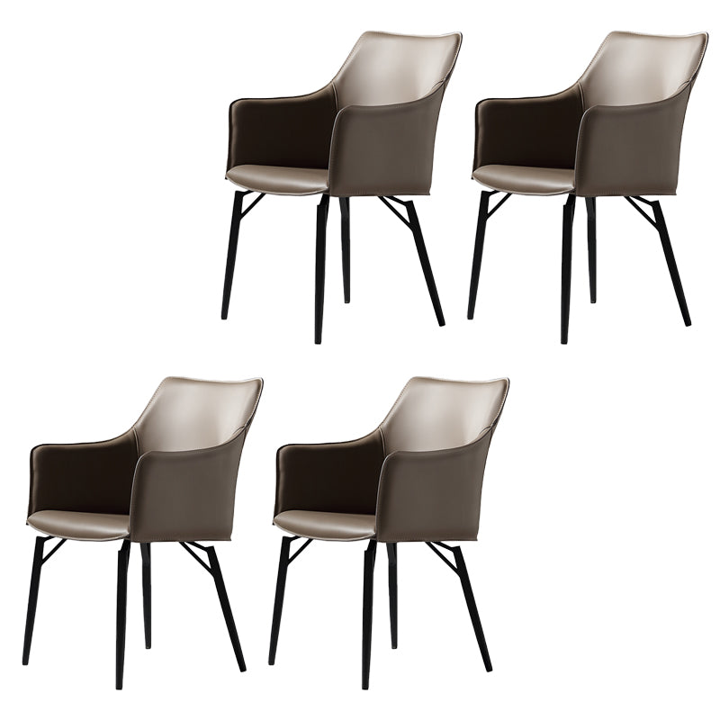 Binnen faux lederen eetkamerstoel metalen frame armstoel in grijs