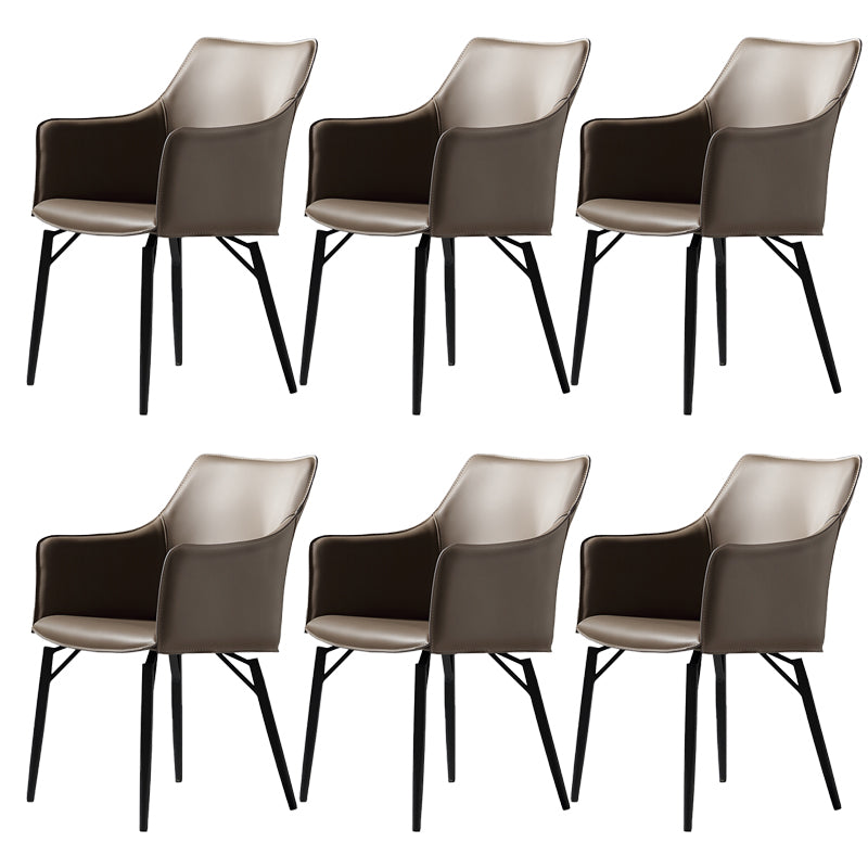 Binnen faux lederen eetkamerstoel metalen frame armstoel in grijs