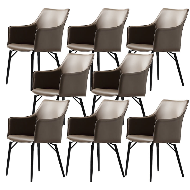 Binnen faux lederen eetkamerstoel metalen frame armstoel in grijs