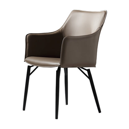 Binnen faux lederen eetkamerstoel metalen frame armstoel in grijs