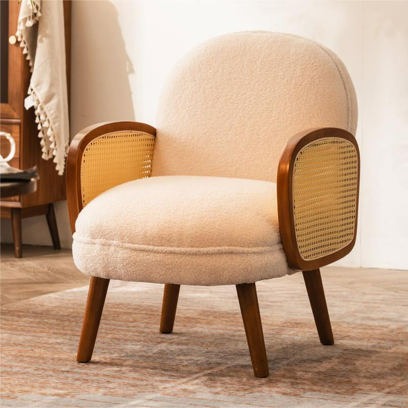Corduroy Lounge Chair Arms Included Side Chair for Living Room White Wool 1 Piece Clearhalo 'Accent Chairs' 'accent_chairs' 'Chairs & Seating' 'furn' 'furn_accent_chairs' 'Furniture' 'Living Room Furniture' 7341821
