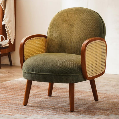 Corduroy Lounge Chair Arms Included Side Chair for Living Room Green Corduroy 1 Piece Clearhalo 'Accent Chairs' 'accent_chairs' 'Chairs & Seating' 'furn' 'furn_accent_chairs' 'Furniture' 'Living Room Furniture' 7341825