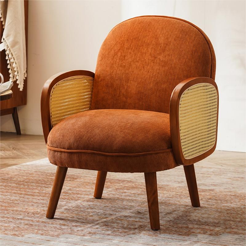 Corduroy Lounge Chair Arms Included Side Chair for Living Room Orange Corduroy 1 Piece Clearhalo 'Accent Chairs' 'accent_chairs' 'Chairs & Seating' 'furn' 'furn_accent_chairs' 'Furniture' 'Living Room Furniture' 7341830