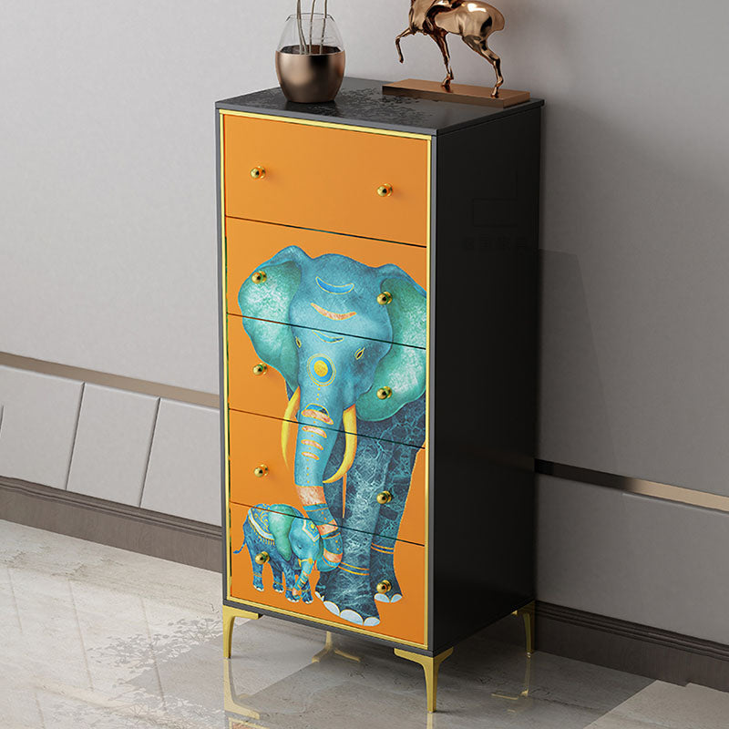 Cofre de lencería de madera con cofre vertical de almacenamiento glamoroso con cajones