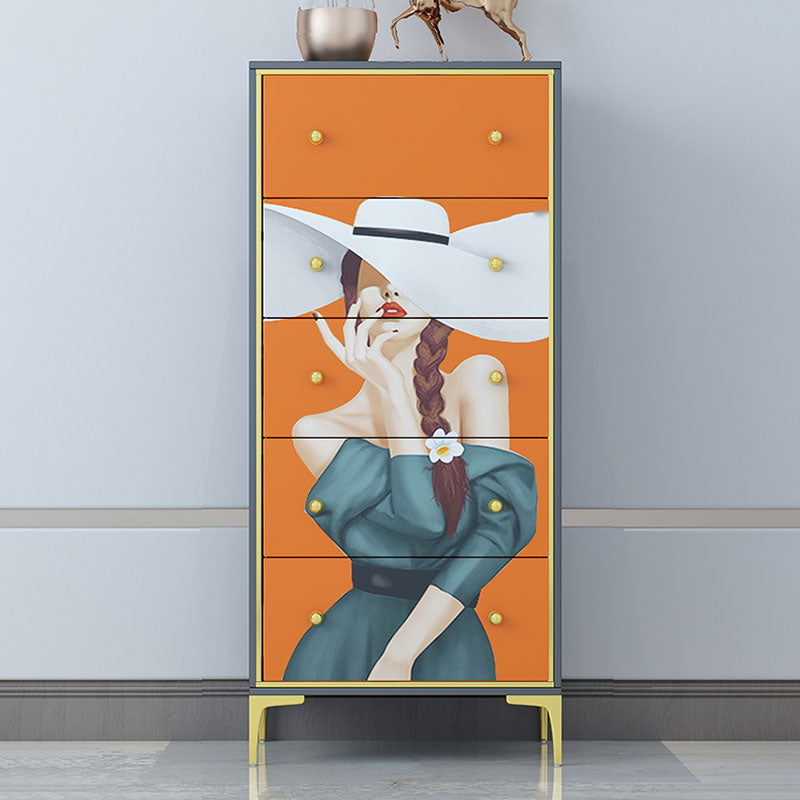 Cofre de lencería de madera con cofre vertical de almacenamiento glamoroso con cajones