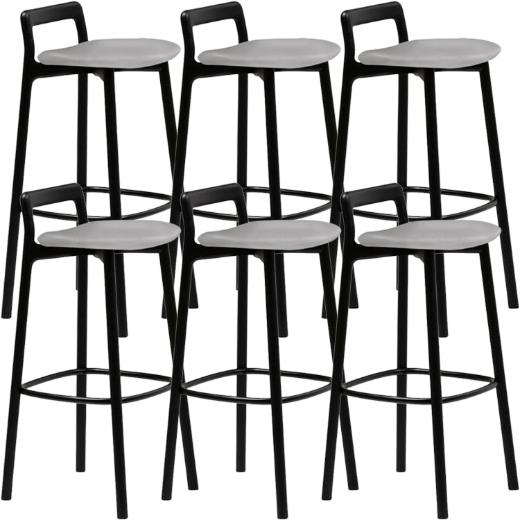 Scandinavian Solid Wood Bar Stool Living Room Faux Leather Counter Stools Gray 6 Piece Set Clearhalo 'Bar Furniture' 'Bar Stools' 'bar_stools' 'furn' 'furn_bar_stools' 'Furniture' 'Kitchen & Dining Furniture' 7342741