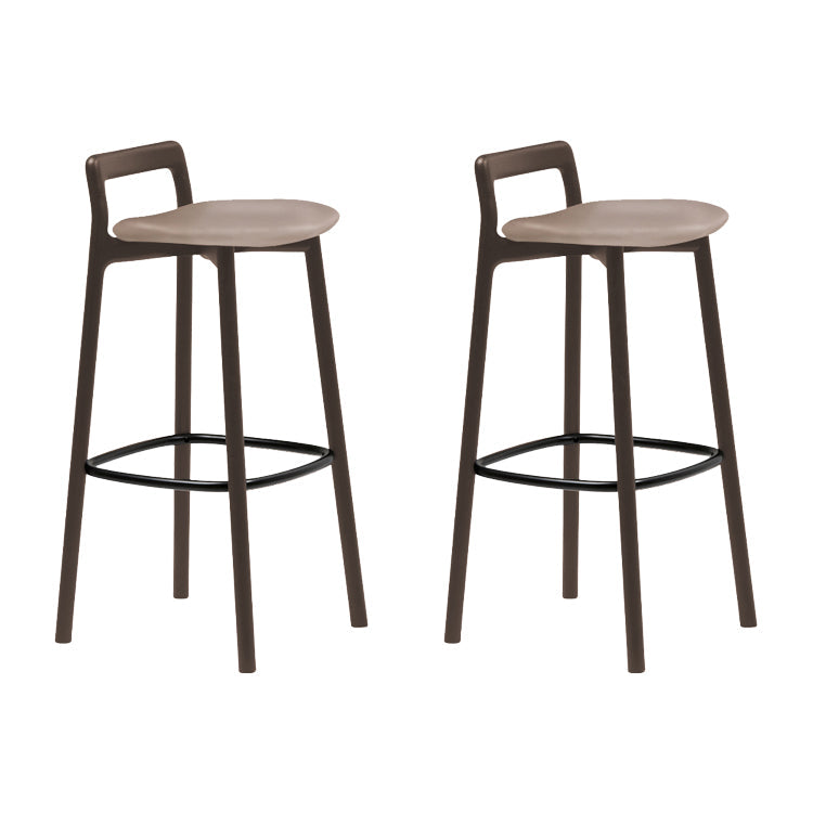 Scandinavian Solid Wood Bar Stool Living Room Faux Leather Counter Stools Brown 2 Piece Set Clearhalo 'Bar Furniture' 'Bar Stools' 'bar_stools' 'furn' 'furn_bar_stools' 'Furniture' 'Kitchen & Dining Furniture' 7342743