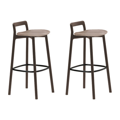 Scandinavian Solid Wood Bar Stool Living Room Faux Leather Counter Stools Brown 2 Piece Set Clearhalo 'Bar Furniture' 'Bar Stools' 'bar_stools' 'furn' 'furn_bar_stools' 'Furniture' 'Kitchen & Dining Furniture' 7342743
