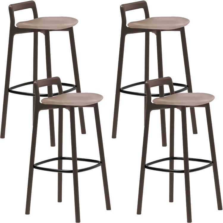 Scandinavian Solid Wood Bar Stool Living Room Faux Leather Counter Stools Brown 4 Piece Set Clearhalo 'Bar Furniture' 'Bar Stools' 'bar_stools' 'furn' 'furn_bar_stools' 'Furniture' 'Kitchen & Dining Furniture' 7342744