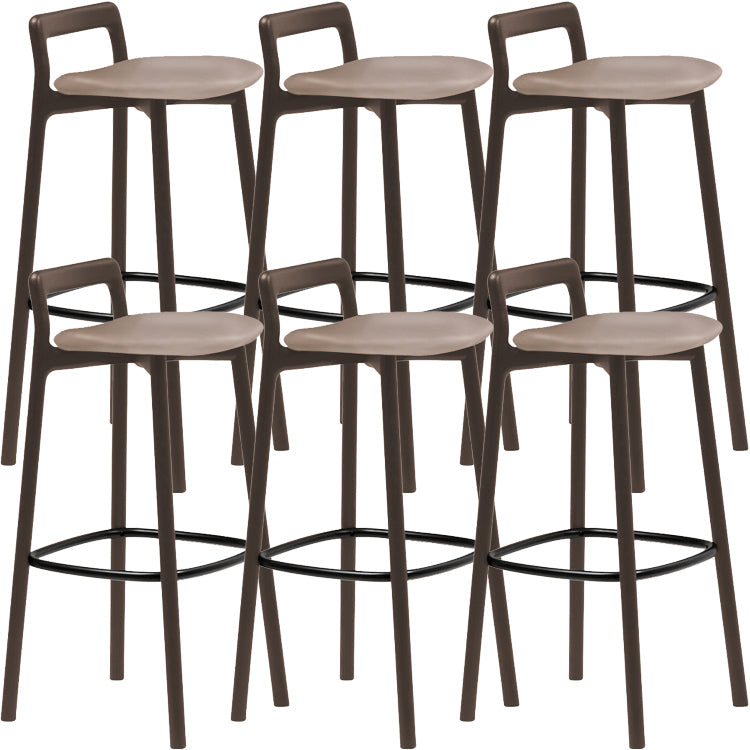 Scandinavian Solid Wood Bar Stool Living Room Faux Leather Counter Stools Brown 6 Piece Set Clearhalo 'Bar Furniture' 'Bar Stools' 'bar_stools' 'furn' 'furn_bar_stools' 'Furniture' 'Kitchen & Dining Furniture' 7342745