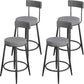 Industrial Bar Stools Low Back Dining Stools with Metal Base