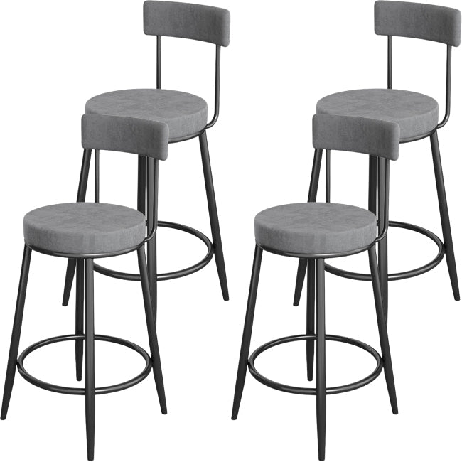 Industrial Bar Stools Low Back Dining Stools with Metal Base