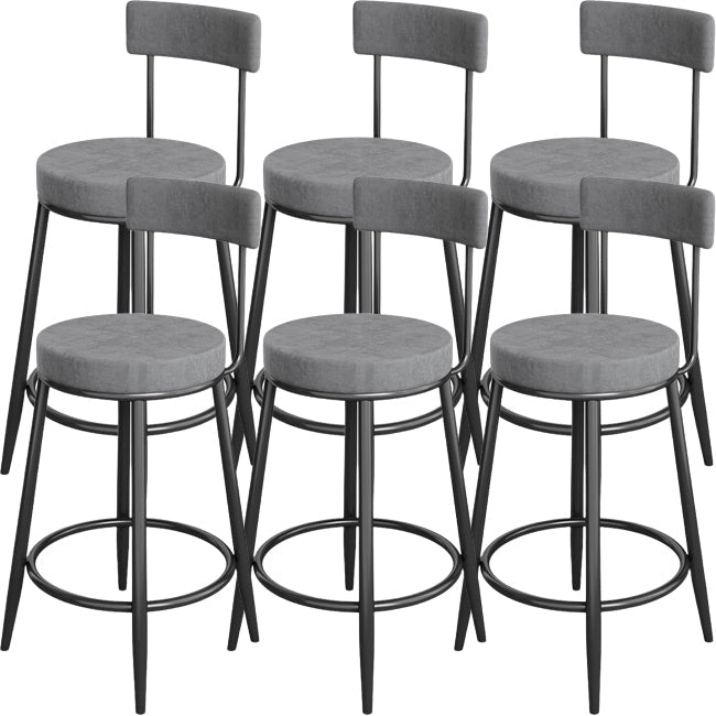 Industrial Bar Stools Low Back Dining Stools with Metal Base