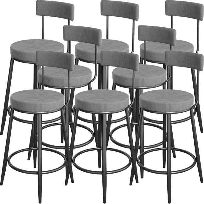 Industrial Bar Stools Low Back Dining Stools with Metal Base