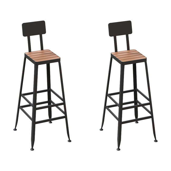 Industrial Metal Bar Stools Bar Height Outdoor Bar Stool with Black Base 2 Piece Set Square Clearhalo 'Bar Furniture' 'Bar Stools' 'bar_stools' 'furn' 'furn_bar_stools' 'Furniture' 'Kitchen & Dining Furniture' 7342783
