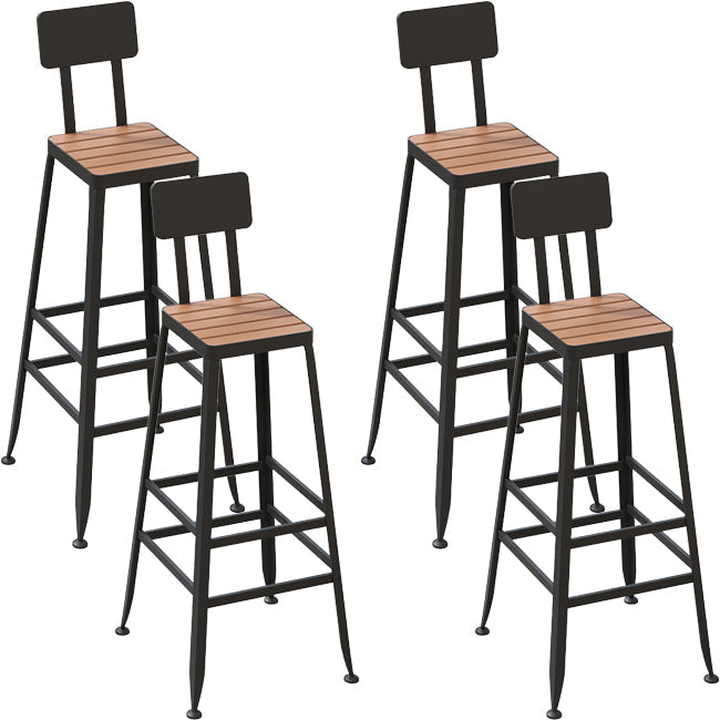 Industrial Metal Bar Stools Bar Height Outdoor Bar Stool with Black Base 4 Piece Set Square Clearhalo 'Bar Furniture' 'Bar Stools' 'bar_stools' 'furn' 'furn_bar_stools' 'Furniture' 'Kitchen & Dining Furniture' 7342785