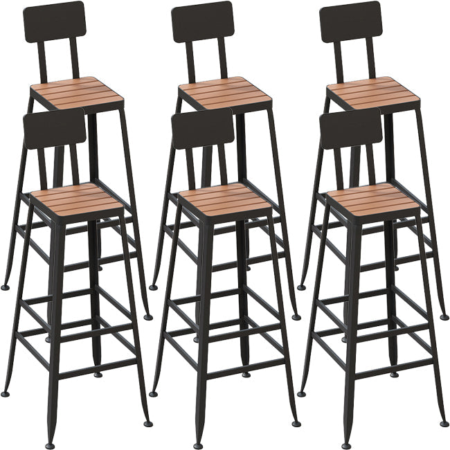 Industrial Metal Bar Stools Bar Height Outdoor Bar Stool with Black Base 6 Piece Set Square Clearhalo 'Bar Furniture' 'Bar Stools' 'bar_stools' 'furn' 'furn_bar_stools' 'Furniture' 'Kitchen & Dining Furniture' 7342788
