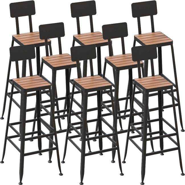 Industrial Metal Bar Stools Bar Height Outdoor Bar Stool with Black Base 8 Piece Set Square Clearhalo 'Bar Furniture' 'Bar Stools' 'bar_stools' 'furn' 'furn_bar_stools' 'Furniture' 'Kitchen & Dining Furniture' 7342790