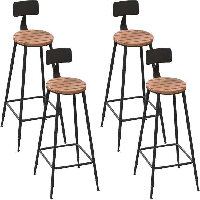 Industrial Metal Bar Stools Bar Height Outdoor Bar Stool with Black Base 4 Piece Set Round Clearhalo 'Bar Furniture' 'Bar Stools' 'bar_stools' 'furn' 'furn_bar_stools' 'Furniture' 'Kitchen & Dining Furniture' 7342795