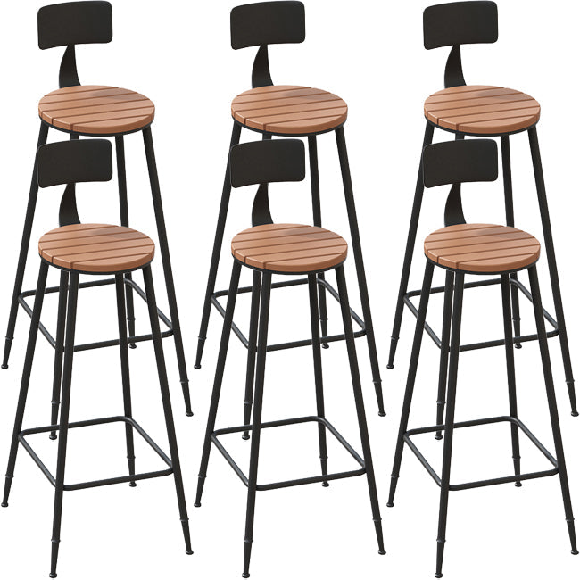 Industrial Metal Bar Stools Bar Height Outdoor Bar Stool with Black Base 6 Piece Set Round Clearhalo 'Bar Furniture' 'Bar Stools' 'bar_stools' 'furn' 'furn_bar_stools' 'Furniture' 'Kitchen & Dining Furniture' 7342798
