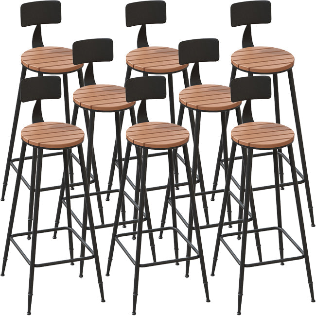 Industrial Metal Bar Stools Bar Height Outdoor Bar Stool with Black Base 8 Piece Set Round Clearhalo 'Bar Furniture' 'Bar Stools' 'bar_stools' 'furn' 'furn_bar_stools' 'Furniture' 'Kitchen & Dining Furniture' 7342799