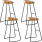 Solid Wood Bar Stools Modern Backless Dining Stools with Metal Base
