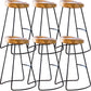 Solid Wood Bar Stools Modern Backless Dining Stools with Metal Base