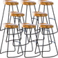 Solid Wood Bar Stools Modern Backless Dining Stools with Metal Base