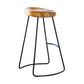 Solid Wood Bar Stools Modern Backless Dining Stools with Metal Base