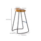 Solid Wood Bar Stools Modern Backless Dining Stools with Metal Base
