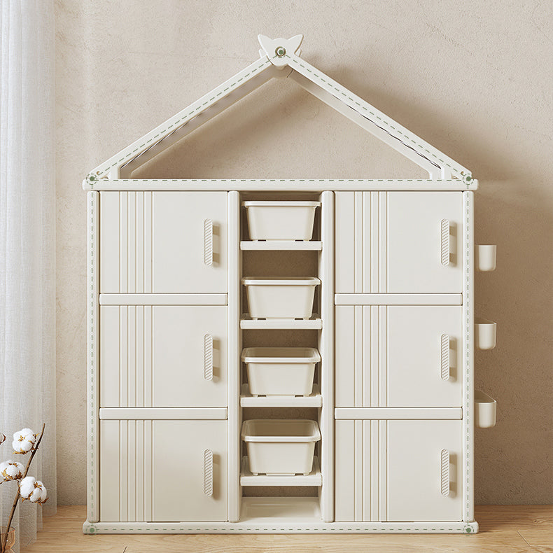 Modern Style Plastic Frame Wardrobe Freestanding Wardrobe with Shelves and Clothes Rail Clearhalo 'Armoires & Wardrobes' 'armoires_wardrobes' 'Bedroom Furniture' 'furn' 'furn_armoires_wardrobes' 'Furniture' 7343196