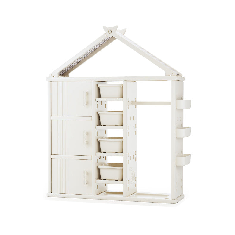 Modern Style Plastic Frame Wardrobe Freestanding Wardrobe with Shelves and Clothes Rail Clearhalo 'Armoires & Wardrobes' 'armoires_wardrobes' 'Bedroom Furniture' 'furn' 'furn_armoires_wardrobes' 'Furniture' 7343200