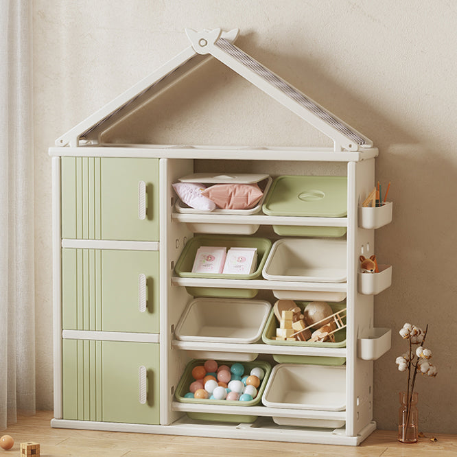 Modern Style Plastic Frame Wardrobe Freestanding Wardrobe with Shelves and Clothes Rail Dark Green Clearhalo 'Armoires & Wardrobes' 'armoires_wardrobes' 'Bedroom Furniture' 'furn' 'furn_armoires_wardrobes' 'Furniture' 7343206