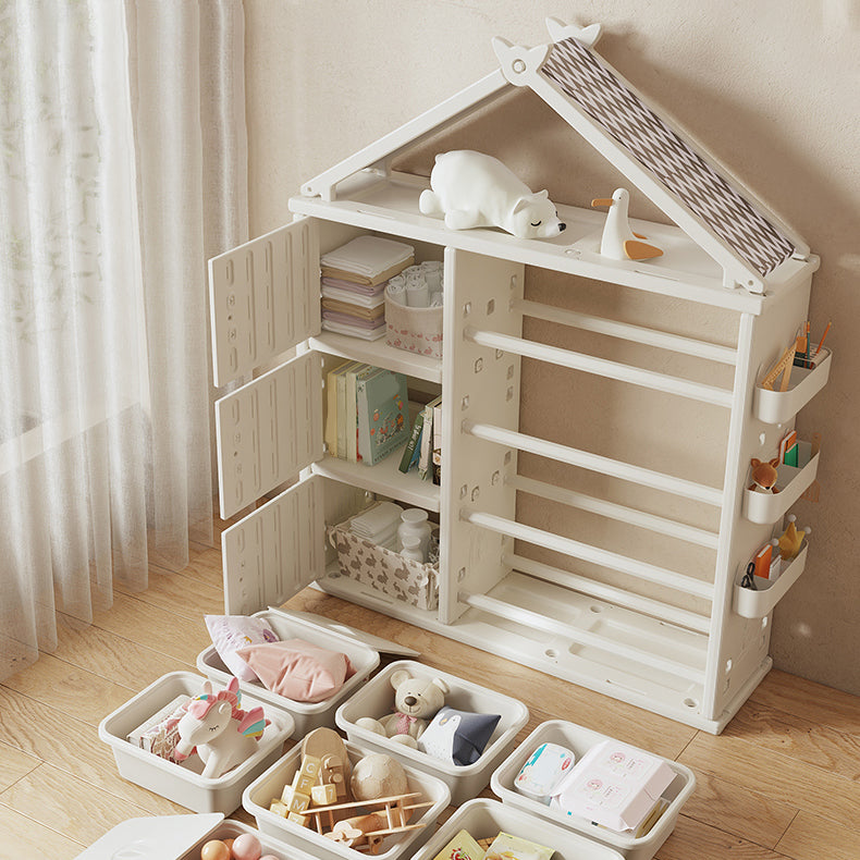 Modern Style Plastic Frame Wardrobe Freestanding Wardrobe with Shelves and Clothes Rail Clearhalo 'Armoires & Wardrobes' 'armoires_wardrobes' 'Bedroom Furniture' 'furn' 'furn_armoires_wardrobes' 'Furniture' 7343207