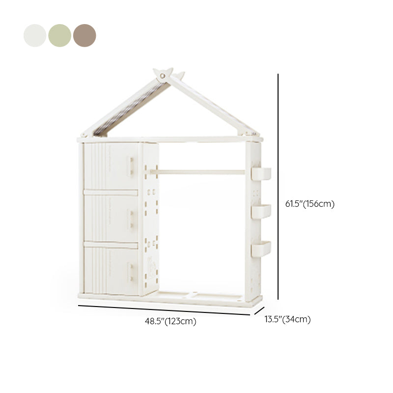 Modern Style Plastic Frame Wardrobe Freestanding Wardrobe with Shelves and Clothes Rail Clearhalo 'Armoires & Wardrobes' 'armoires_wardrobes' 'Bedroom Furniture' 'furn' 'furn_armoires_wardrobes' 'Furniture' 7343214