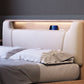 Cama de cabecera tapizada de madera de cama estándar contemporánea