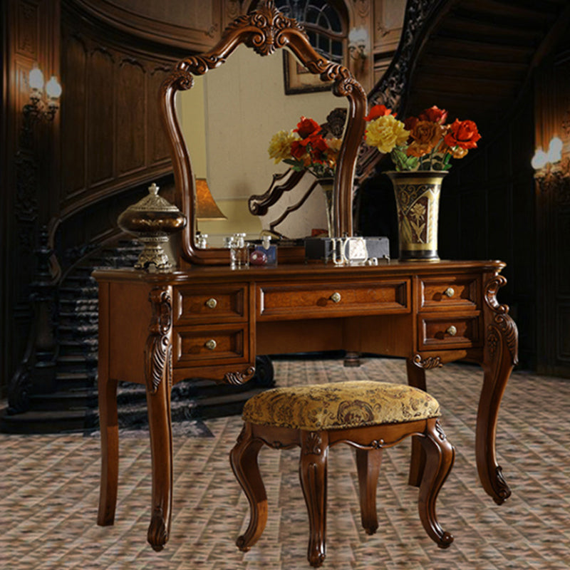 Traditional Bedroom Makeup Vanity Desk Table Solid Wood Vanity Dressing Table with Drawer