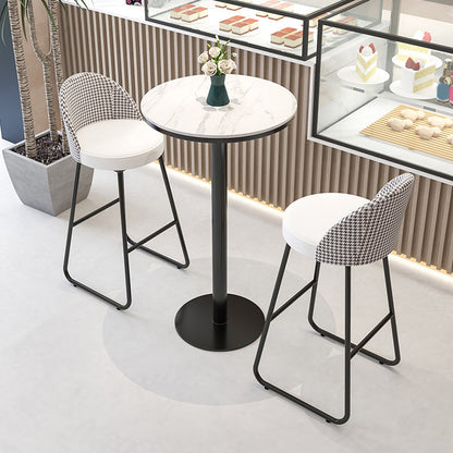 Juego de mesa de bar redonda moderna, mesa de bar con tapa de piedra de 1/3 piezas y taburetes de cuero