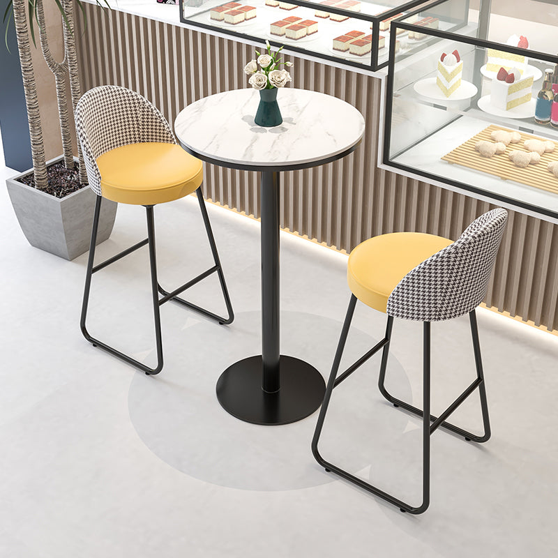 Juego de mesa de bar redonda moderna, mesa de bar con tapa de piedra de 1/3 piezas y taburetes de cuero