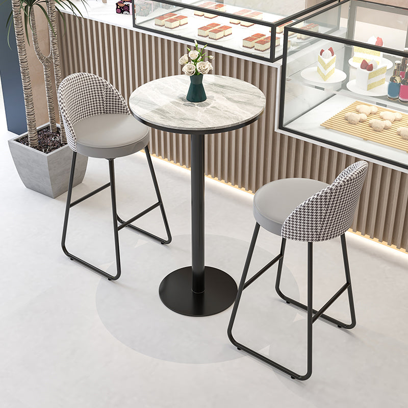 Juego de mesa de bar redonda moderna, mesa de bar con tapa de piedra de 1/3 piezas y taburetes de cuero