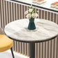 Juego de mesa de bar redonda moderna, mesa de bar con tapa de piedra de 1/3 piezas y taburetes de cuero