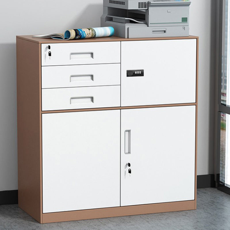 Contemporary File Cabinet Metal Frame Key Lock Lateral File Cabinet for Office Coffee 0.06" 3 Clearhalo 'Filing Cabinets' 'filling_cabinets' 'furn' 'furn_filling_cabinets' 'Furniture' 'Office Furniture' 7343743