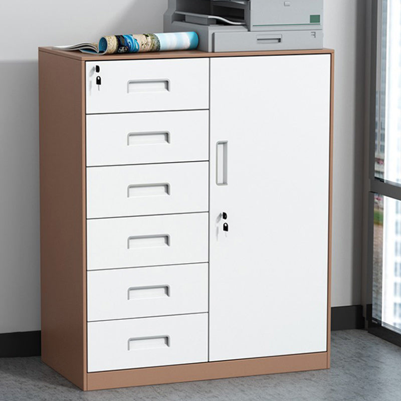 Contemporary File Cabinet Metal Frame Key Lock Lateral File Cabinet for Office Coffee 0.06" 6 Clearhalo 'Filing Cabinets' 'filling_cabinets' 'furn' 'furn_filling_cabinets' 'Furniture' 'Office Furniture' 7343745