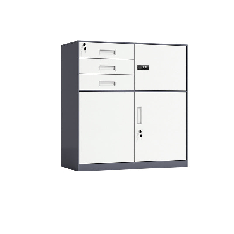 Contemporary File Cabinet Metal Frame Key Lock Lateral File Cabinet for Office Grey 3 Clearhalo 'Filing Cabinets' 'filling_cabinets' 'furn' 'furn_filling_cabinets' 'Furniture' 'Office Furniture' 7343747