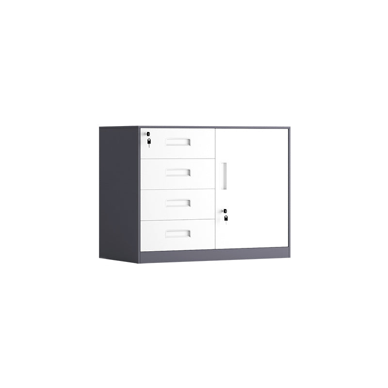 Contemporary File Cabinet Metal Frame Key Lock Lateral File Cabinet for Office Grey 4 Clearhalo 'Filing Cabinets' 'filling_cabinets' 'furn' 'furn_filling_cabinets' 'Furniture' 'Office Furniture' 7343755