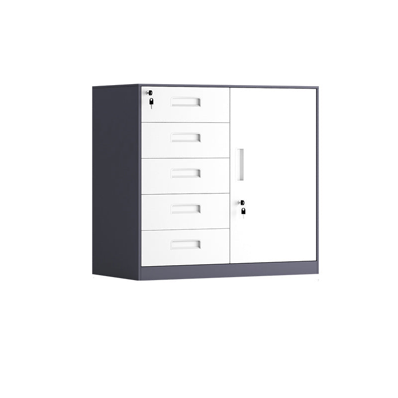 Contemporary File Cabinet Metal Frame Key Lock Lateral File Cabinet for Office Grey 5 Clearhalo 'Filing Cabinets' 'filling_cabinets' 'furn' 'furn_filling_cabinets' 'Furniture' 'Office Furniture' 7343762